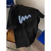 European sizes Men's Trendy Wave Print Drop Shoulder T-Shirt M