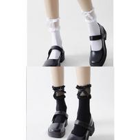 Black White Female Long Tube Bowknot  Lace Japanese Style Ultra-thin Stockings Lace Lolita Socks High Tube Thigh Knee Socks One Size