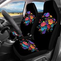 2pcs-Vibrant Flower Bouquet, Printed Car Seat Covers For Women And For Man, Universal Auto Front Seats Protector Fits For Car, S