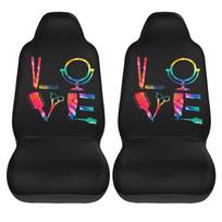 Barber Scissors Hairstylist Salon Series Print Car Seat Cover 2pcs Printing Universal Front Protector Accessories Cushion Set