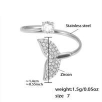 Stainless Steel Fish Tail Starfish Shell Finger Ring Jewelry Fashion Cubic Zirconia Ring Exquisite Vintage Ocean Style Ring