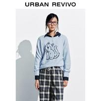 UR 2026 Women's Cute Cat Jacquard Plush Knit Sweater M