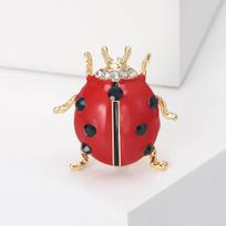 Classic Enamel Ladybug Brooches for Women Unisex Rhinestone Insect Pins Friend Event Party Gifts Jewelry Decoration Accessories