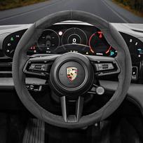 Compatible with Porsche steering wheel covers: Cayenne, Macan, Panamera, 718, faux leather, buckle, handle cover.