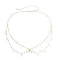 Fashion Water Drop Navel Nails Body Chain Tassel Zircon Waist Chain Geometric Metal Bikini Belly Belt Women