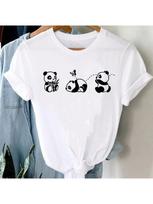 T-Shirts Wounisex Panda Girl Animal Clothes Panda Cartoon Stylish Tshirt Top Lady Print Sexy Tee T-Shirt Y2k Top S