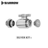 BARROW Water Valve Switch Kit Aluminium Handle Double G1/4' Inner Female to Female Interface/ Switch+Glug+Male to Male Fitting Full Silver 1