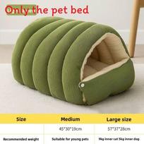 Dog And Cat Warm Enclosed Pet House With Washable Polyester Fabric For Cold Seasons Green,M