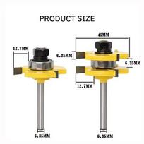 2PCS Woodworking Milling Cutter 3 Teeth T Shaped Tenon Square Tooth Floor Splicing Knife Carving Knives 6.35mm