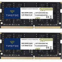 Timetec 32GB KIT (16GB x 2) DDR4 Notebook PC Memory 3200MHz (PC4-3200AA) PC4-25600 SODIMM 260 Pin 1.2V CL22 Non-ECC Unbuffered for Notebook PCs, Mini
