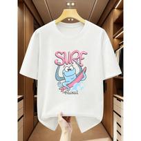 European Size Plus Size Men'S T-Shirt Octopus Surfing Print Round Neck Short Sleeve T-Shirt Comfortable Casual Short-Sleeved T-Shirt in Summer S