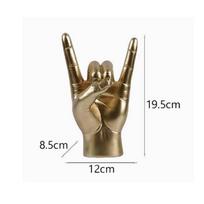 Rock Hand Gesture Resin Art Decor For Home Office Bar Lounge Gift Idea Gold Left