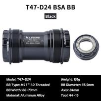 HASSNS T47 Bottom Bracket BSA Mtb Central Movement DUB Bicycle Hollowtech Central Movement Mountain Bike Ceramics BB 68-73MM HA T47-D24 Black