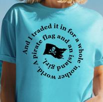 Chesney Inspired T-Shirt, Pirate Flag Island Girl Lyrics Tee, Beach Vibes Shirt S