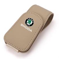 Car Glasses Clip magnet Multifunction Integrated Durable Leather Portable for Skoda Octavia Rapid Fabia S Logo A7 Superb KAMIQ For Skoda
