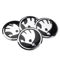 For 4Pcs 56/60mm Car Tire Hub Center Cap Wheel Cap Badge Sticker Skoda S Fabia Superb Octavia Rapid Karoq VII Yeti Kodiaq Kamiq