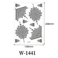 Mandala Black Henna Temporary Tattoo Waterproof Lace Flower Aesthetic Body Art Stickers Authentic Indian Style Mehndi Tattoo