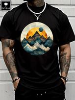 Paper Moon And Mountains-Geometric Mountain Unisex T-Shirt S
