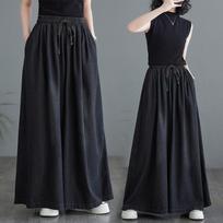 Oversized Jeans Spring Summer Wide Leg Long Pant Women Ruffle Pleated Fashion Casual Loose Ladies Trousers High Waist Woman Pant M