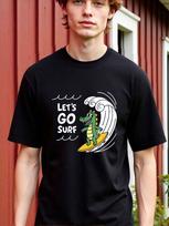 Natee Surfing Alligator: Let's Go Surf T-Shirtt Unisex T-Shirts High Guality Graphic For Unisex M
