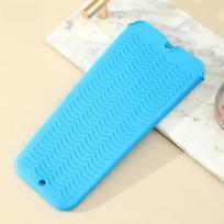 Silicone Hair Straightener Pouch Multifunctional Non-Slip Heat Curling Pouch Multi Color Foldable Curling Iron Insulation Mat mėlyna