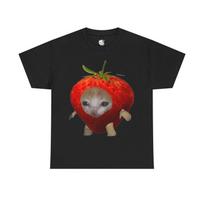 Meme Cat Strawberry Graphic Unisex T-Shirt S