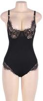 SUBBLIME QUEEN PLUS SIZE Subblime Queen Plus Juodas Teddy with Sheer Panels and Fringed Edges