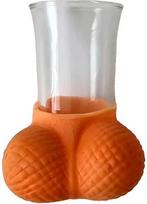 Diablo Picante Glass Shot Glass with Egg-Shaped Decoration, Flesh Color