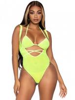 Leg Avenue Sets Leg Avenue Rhinestone Mesh Bikini Top & Suspender Bodysuit One Size