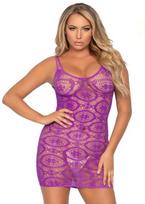 Leg Avenue Dresses Leg Avenue Daisy Crochet Mini Dress Violetinė One Size - Elegant Mesh Design