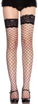 Leg Avenue Hosiery Leg Avenue Model 9011 Fishnet Thigh-High Stockings with Juodas Lace Top, Juodas, One Size