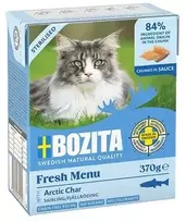 BOZITA Sterilised - gabaliukai padaže su upėtakiais - šlapias kačių ėdalas - 370 g