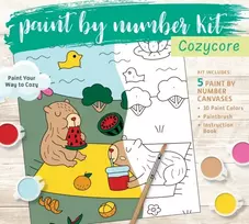 KNYGA Editors of Chartwell Books Cozycore Paint by Number Kit: Paint Your Way to Cozy - Kit Includes: 5 Paint by Number Canvases, 10 Paint Colors, Paintbrush, Instruction Book