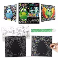 KNYGA Igloo Books Ltd; Sparkpool Scratch Art 3D Posters: T-Rex & Friends