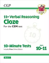 KNYGA Cgp Books 11+ CEM 10-Minute Tests: Verbal Reasoning Cloze - Ages 10-11 Book 2 (with Online Edition)