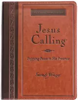 KNYGA Young Sarah Jesus Calling, Large Text Brown Leathersoft, with Full Scriptures: Enjoying Peace in His Presence (A 365-Day Devotional)