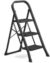 Songmics 3 pakopų sulankstoma kopėčia su fiksavimo mechanizmu 43 x 67 x 98 cm juoda