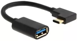 MicroConnect USB-C angled male to USB3.0 female cable, 10cm, juodas