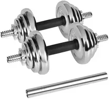 REBEL ACTIVE chromuoti reguliuojamo svorio hanteliai dėkle, 20 kg, su štanga