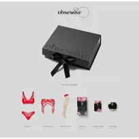 Obsessive Aliosa Gift Box Raudona - Luxury Lingerie Set with Perfume & Bath Bomb