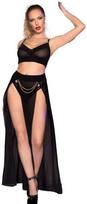 Chilirose Sets Chilirose CR 4672 Juodas Set with Gold Chains - Top, Skirt & Thong M