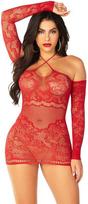 Leg Avenue Dresses Leg Avenue Mesh Mini Dress Raudona Off-Shoulder Long Sleeve Model 5739