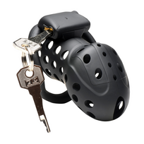 XR Brands Lock Down Juodas Chastity Cage Adjustable Fit System