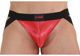 BURN Jock Raudona/Juodas S - Premium Elastic Athletic Jockstrap