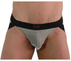 BURN Jockstrap SHINY BEIGE/Juodas XL - Breathable Elastic Modern Design