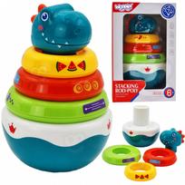 Sensorinis žaislas Dino piramidė Dėlionė kūdikiams WOOPIE BABY
