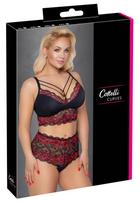 Cottelli curves Bra and Briefs black/red xl Seksuali liemenėlė