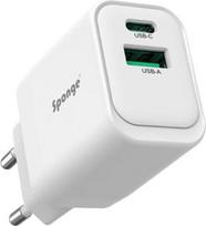 Sponge Adapteris Sponge C1 22.5W GaN, USB-C/USB-A, balta