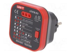 Tester: power socket tester | 3 LED | Plug: EU | 230VAC | 50÷60Hz