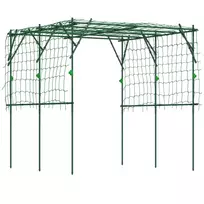 "Outsunny" nerūdijančio plieno grotelės su trikampio formos atrama 223x223x223 cm Rožinė arka vijokliniams augalams Sodo grotelės kambariniams augalams Augalų grotelės daržovėms Gėlės Žalia